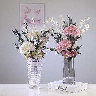 花绣球花尤加利叶餐桌轻奢干花花束大束混搭装饰摆件客厅摆设