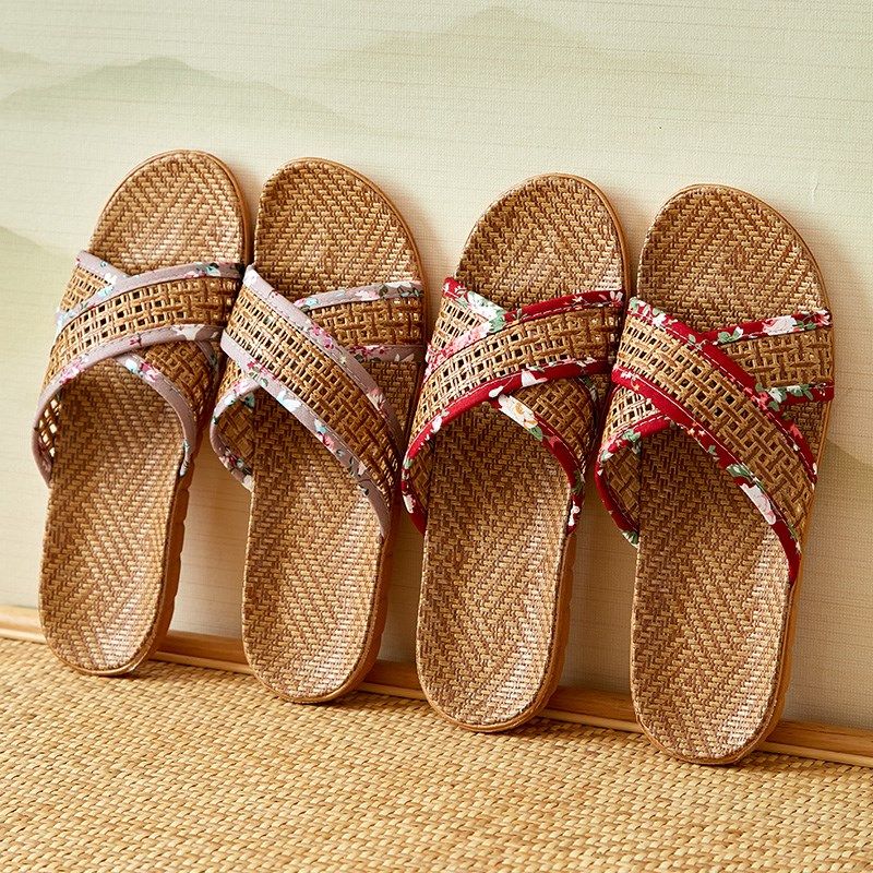 藤草编织拖鞋男女夏季亚麻拖鞋室内地板防滑软底居家用夏天凉拖鞋,居家布艺,居家亚麻拖鞋,淘宝优惠券,粉丝福利购,淘宝优惠卷