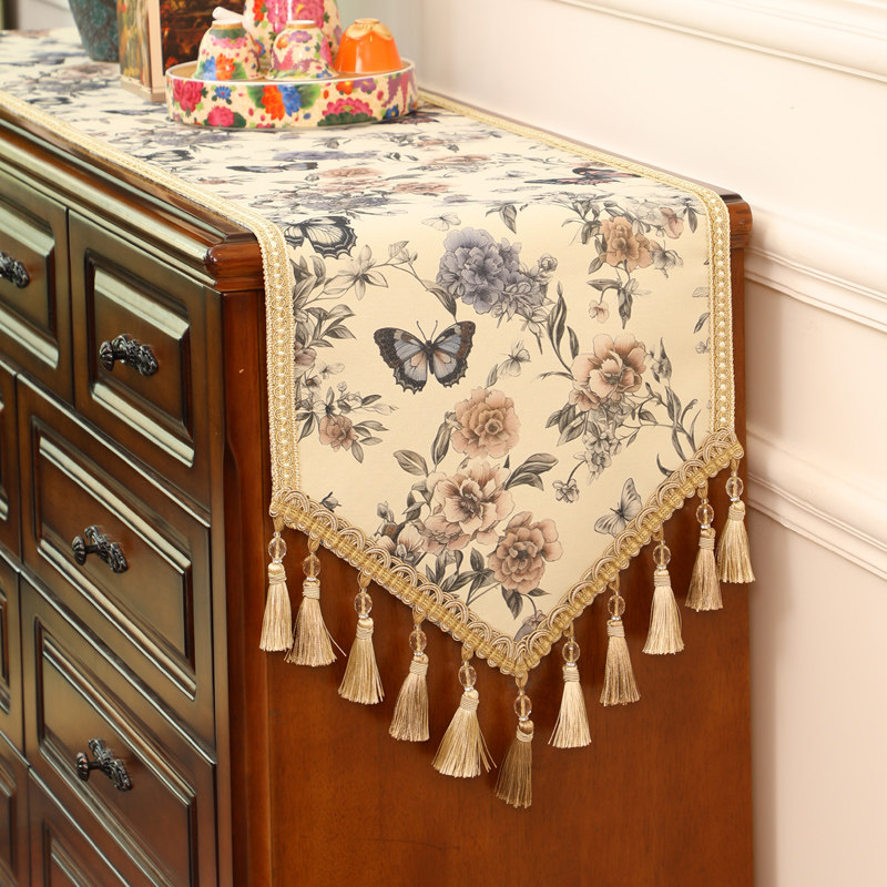 桌旗美式田园斗柜盖布餐桌布茶几鞋柜长条北欧轻奢高级感边柜台,居家布艺,桌旗,淘宝优惠券,粉丝福利购,淘宝优惠卷