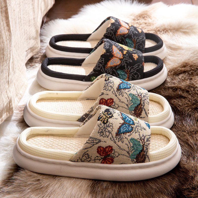 厚底亚麻拖鞋女四季家用居家室内情侣防滑绣花卡通透气麻拖男夏季,居家布艺,居家亚麻拖鞋,淘宝优惠券,粉丝福利购,淘宝优惠卷