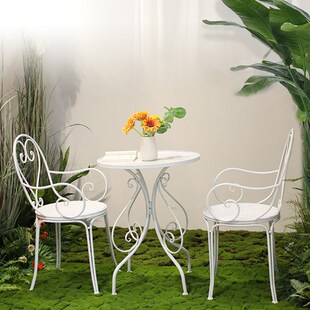 户外创意复古铁艺阳台桌椅花园庭院休闲桌椅组合室外庭院网红布置