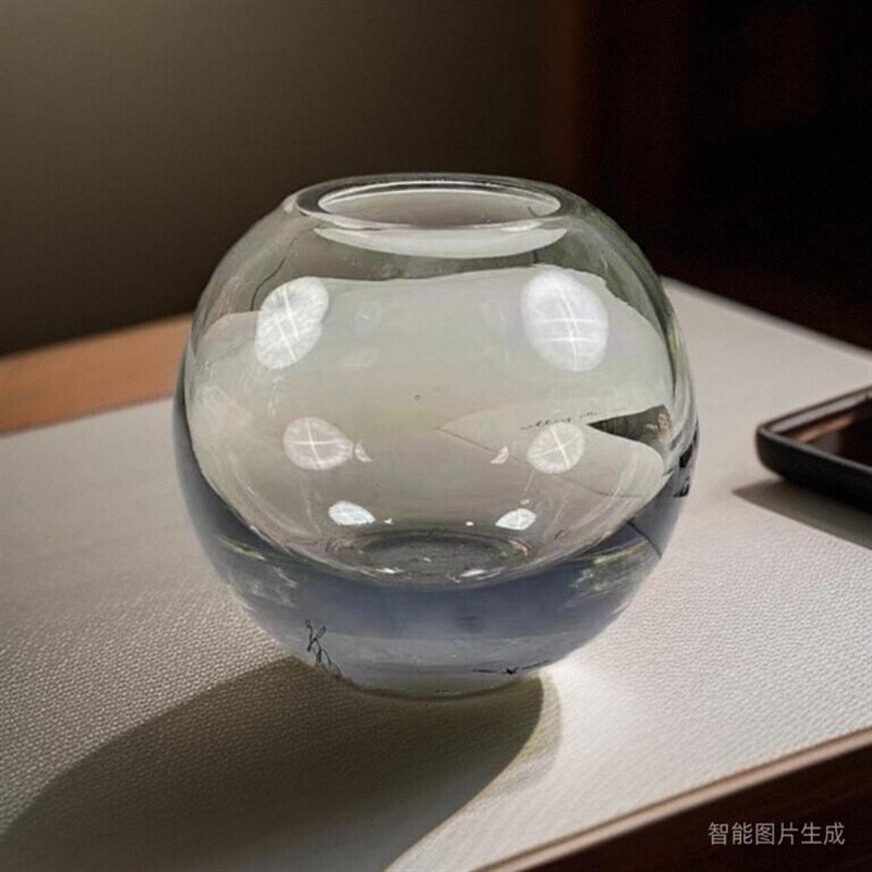 现简约渐变灰加厚玻璃花瓶样板房民宿花器摆件酒店插花