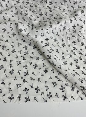 E322白底黑色小碎花印花雪纺布头 柔软垂坠透气连衣裙上衣diy面料