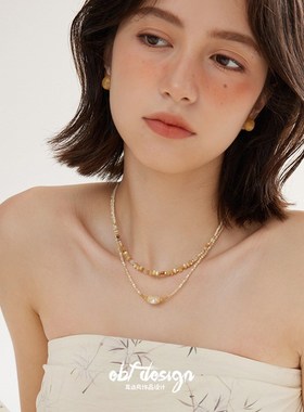 耳边风 沙海部落 新中式天然石高级复古小众设计感串珠可叠带项链