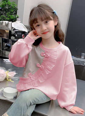 女童春装2024新款卫衣儿童新中式国风汉服套装春秋款女孩洋气上衣