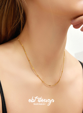 耳边风 环形公路 基础款压花波光粼粼亮片素链叠戴项链