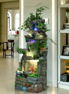 假山流水喷泉鱼缸客厅摆件大型落地招财室内阳台循环水景观