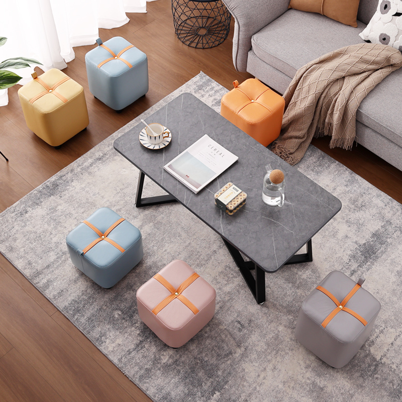 小凳子家用科技布软包网红矮凳入户门口换鞋凳客厅沙发凳实木板凳