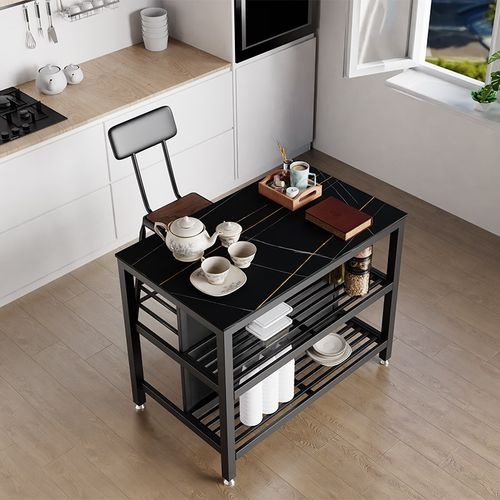 可移动中岛台柜单独开放式厨房料理台定制岩板餐边家用隔断小吧桌