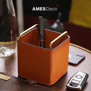 爱美仕家居 复古笔筒客厅创意桌面茶几玄关钥匙收纳盒
