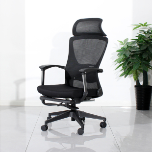 办公椅电脑椅升降转椅可躺午休椅带脚托网布椅带枕头人体工学椅