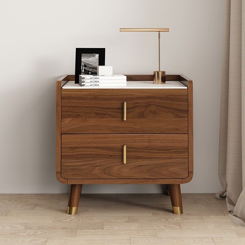 新中式实木轻奢床头柜简约现代卧室岩板床边柜黑胡桃木储物小柜子,住宅家具,床头柜,淘宝优惠券,粉丝福利购,淘宝优惠卷