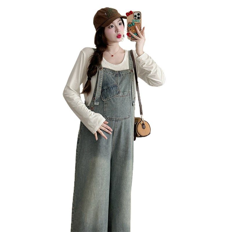 2024春季新款孕妇装套装时尚韩版休闲简约牛仔背带裤纯棉T两件套,孕妇装/孕产妇用品/营养,孕妇休闲裤,淘宝优惠券,粉丝福利购,淘宝优惠卷