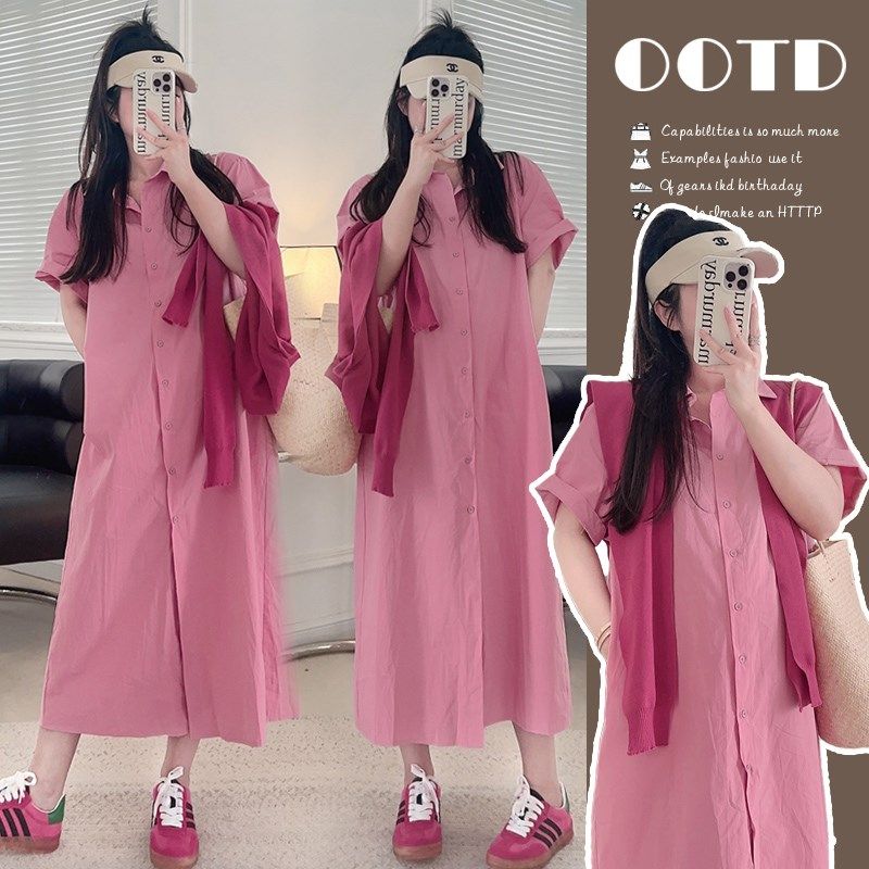 大码孕妇夏装翻领短袖连衣裙胖MM时尚洋气衬衫韩版夏季长裙200斤,孕妇装/孕产妇用品/营养,连衣裙,淘宝优惠券,粉丝福利购,淘宝优惠卷