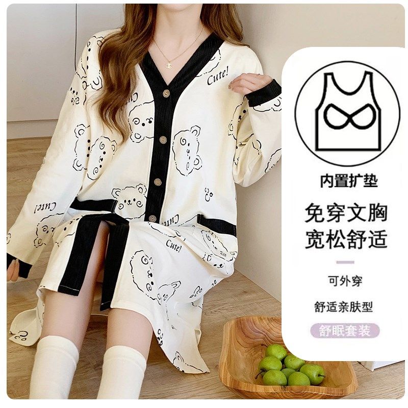 带胸垫纯棉春夏季薄款产后喂奶哺乳长袖月子服睡裙孕妇睡衣连衣裙,孕妇装/孕产妇用品/营养,家居裙,淘宝优惠券,粉丝福利购,淘宝优惠卷