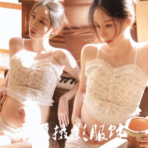 孕妇照服装新款蕾丝吊带孕妇摄影拍照衣服可爱影楼孕妇照片写真服