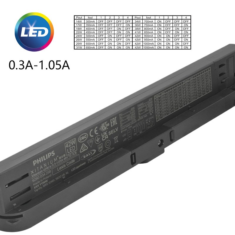 Xitanium 42W/a 0.3-1.05A 48V TD 3CW3CB3CG四线导轨灯调光驱动