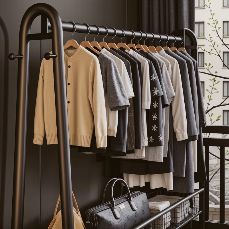 卧室简易落地衣架结实耐用可移动晾衣架加粗加厚不占空间晒衣架杆