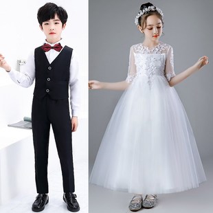 中小学生合唱演出服儿童大合唱团朗诵表演服装少儿女童礼服初中生