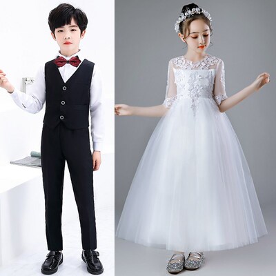 中小学生合唱演出服儿童大合唱团朗诵表演服装少儿女童礼服初中生