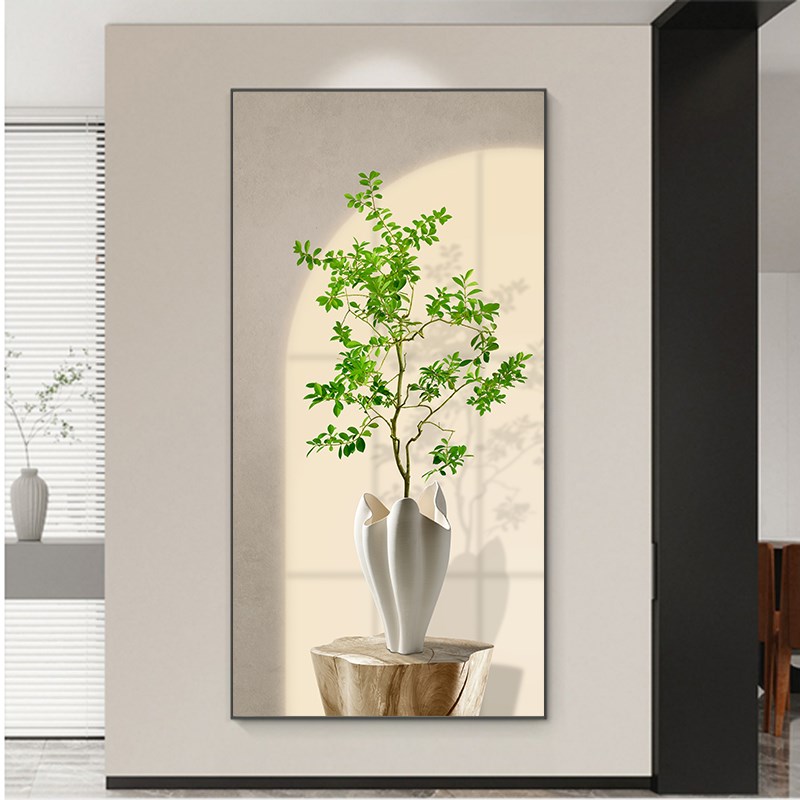北欧风格绿植装饰画轻奢玄关客厅走廊过道尽头壁画系花卉挂画图片