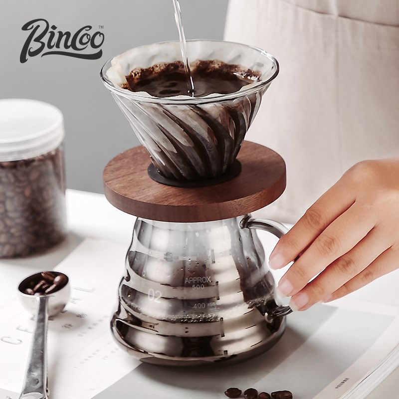 Bno手冲咖啡壶套装玻璃竖纹分享壶云朵壶手泡壶煮咖啡器具套装