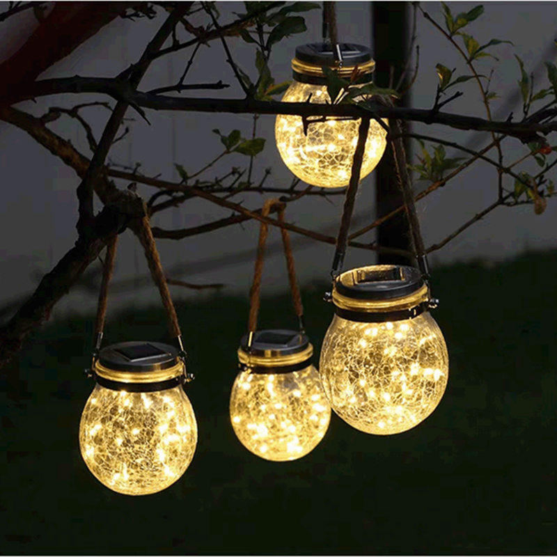 太阳能裂纹玻璃挂灯阳光罐户外防水庭院装饰挂树灯室外吊灯,家装灯饰光源,景观庭院灯饰,淘宝优惠券,粉丝福利购,淘宝优惠卷