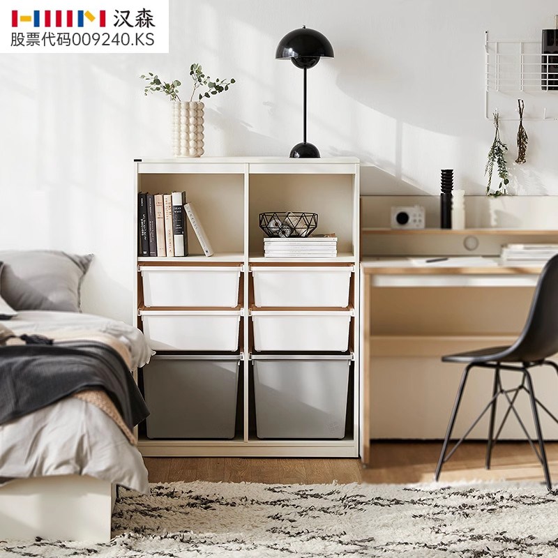 sse汉森家居儿童实木收纳柜落地ns风网红书架储物架