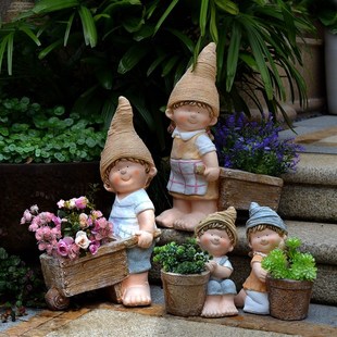 花园庭院别墅推车娃娃户外园林幼儿园雕塑造景装饰摆件