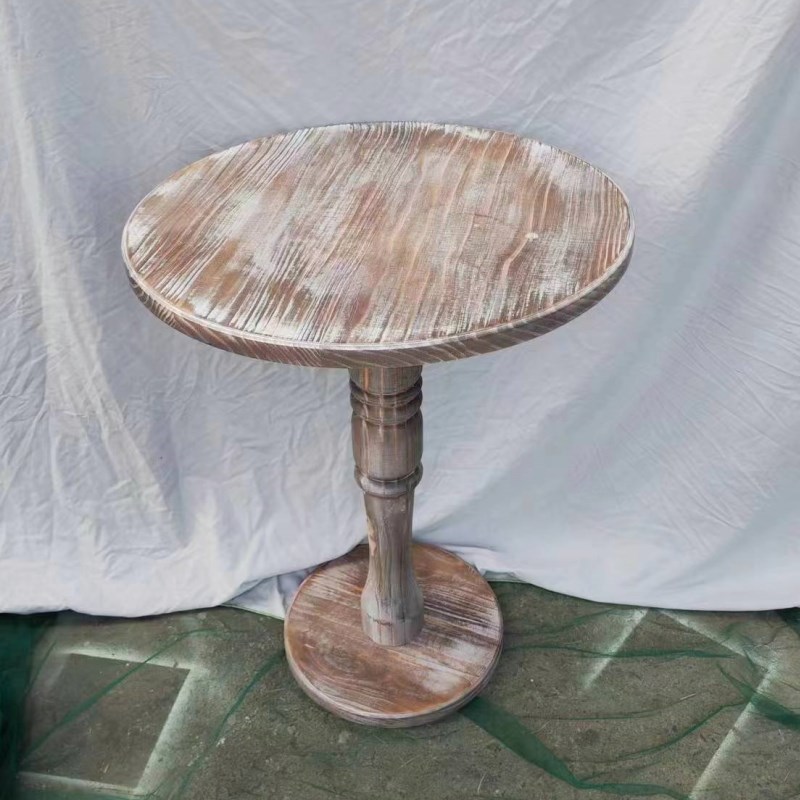 户外婚庆用品欧式木质小圆桌做旧复古影楼摄影道具迎宾摆件甜品桌