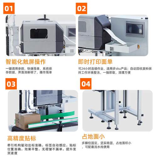 快递式纸盒贴标机ATI全自动台平小高型自动精度面条形码高效