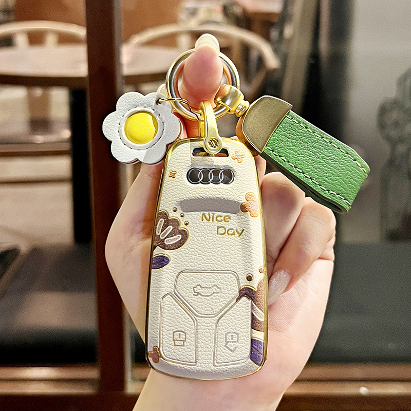 适用奥迪A4L钥匙套Q5L车A5壳A6L女Q2L Q3A7 A8新2022款Q7包扣