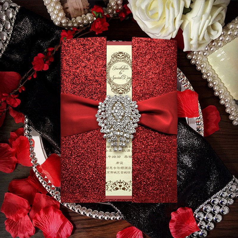 欧式结婚请柬请帖个性定制创意婚庆用品轻奢网红色喜帖商务邀请函