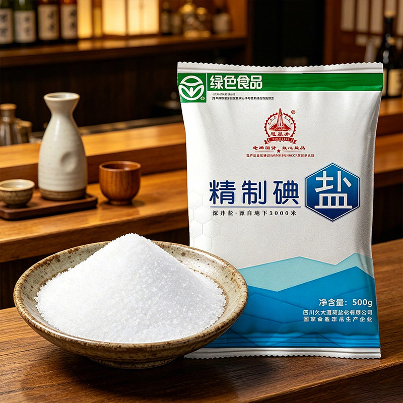 四川家用食用盐500g加碘盐精制深井盐食盐矿盐细盐炒菜盐巴袋装