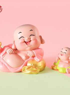 妙工坊可爱系小摆件办公桌客厅轻奢装饰品弥勒笑佛