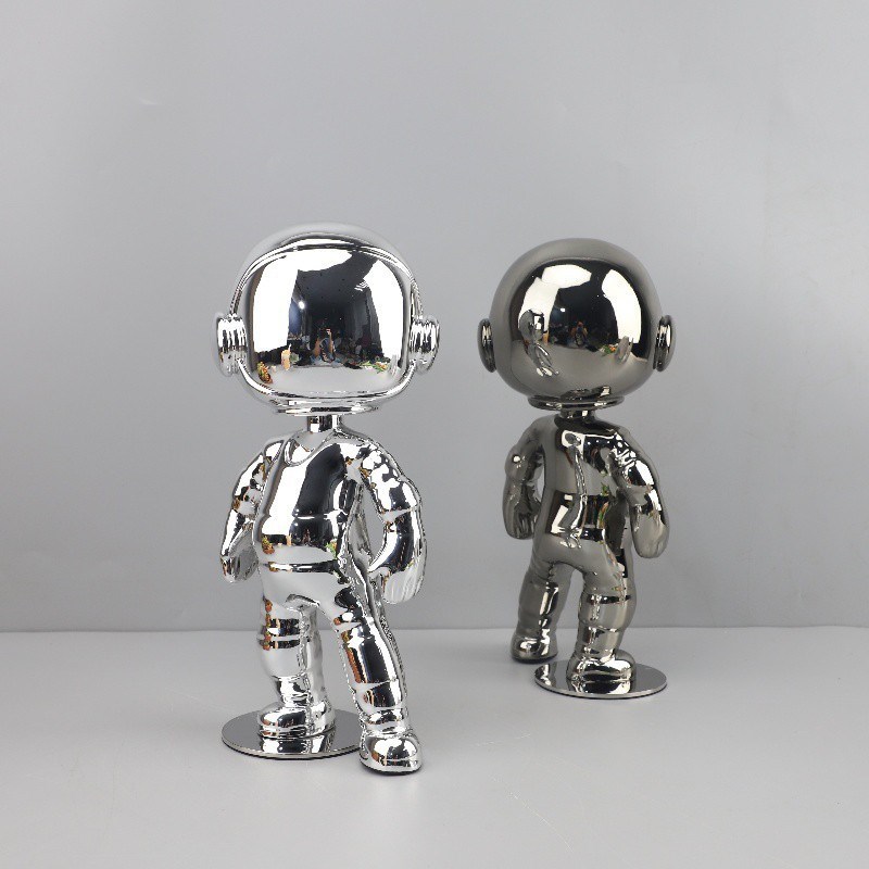 现简约电镀太空人物雕塑树脂摆件玄关客厅儿童房酒店家居装饰品