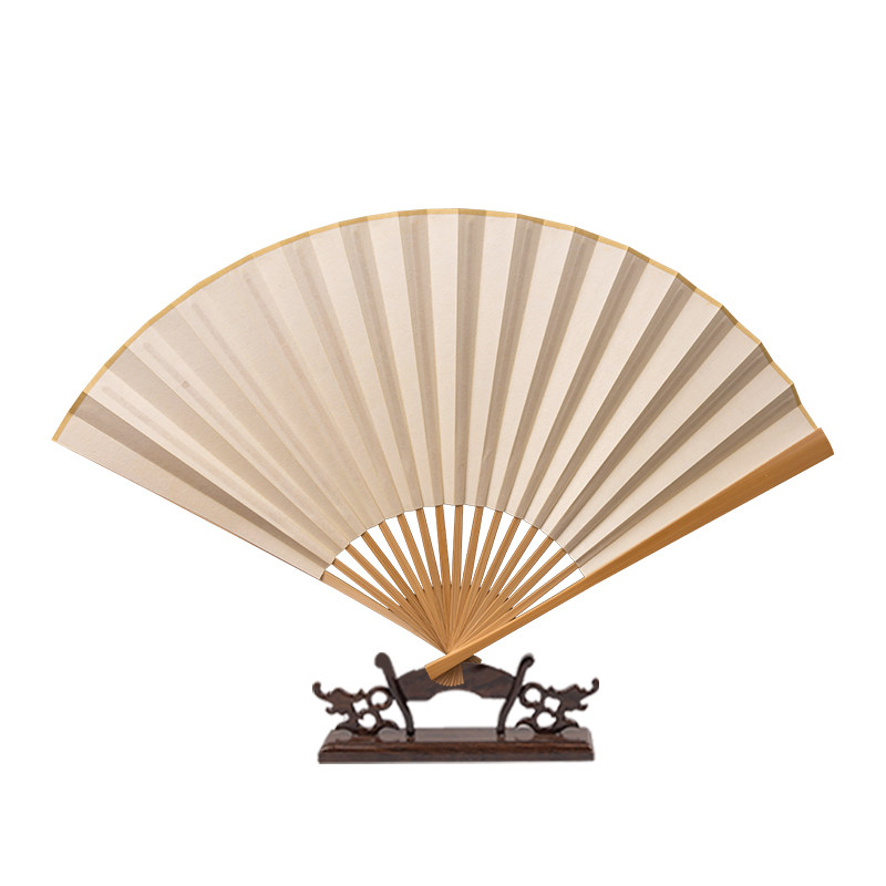 95寸1钉方纯手工扇子文玩折扇玉竹扇骨暗8扇面宣纸扇空白扇子包邮