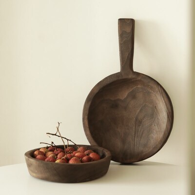 HOE自然系托盘小号果盘侘寂度假风松弛感家装个性实木民宿软装