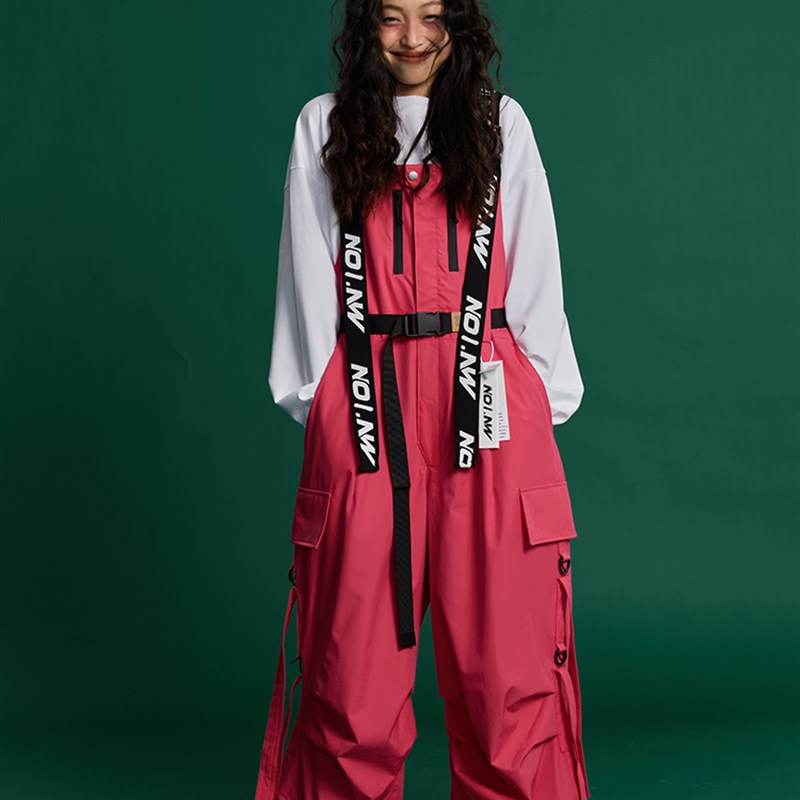 NONW双飘带背带裤单双板防水加绒男女多巴胺