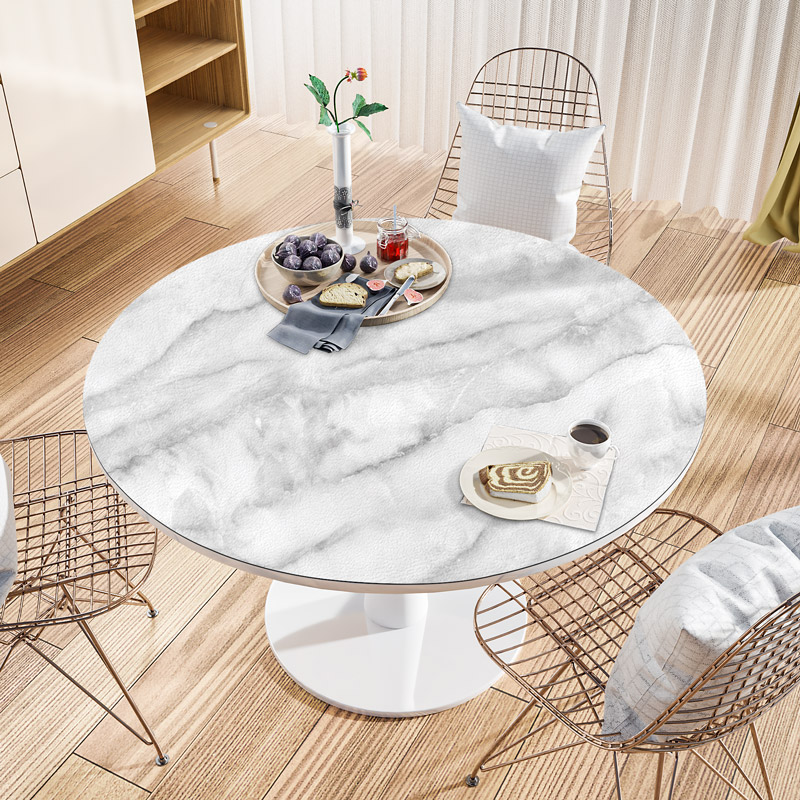 仿大理石纹理大圆桌桌布酒店1.8米圆形皮革桌垫防水防油免洗