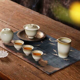 干泡茶盘隔热中式 棉麻布艺茶席茶垫布 功夫茶具茶桌泡茶桌旗