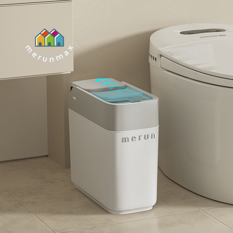 erun折叠滑盖感应垃圾桶家用厕所卫生间高档电动卫生桶