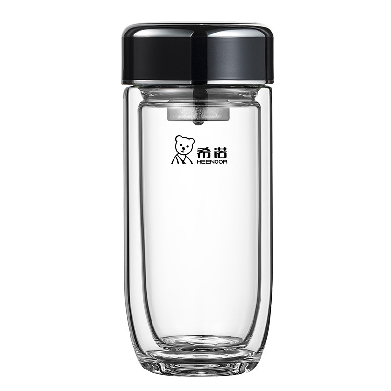 双层抗菌玻璃杯隔热男女士高档车载带滤网茶杯