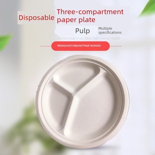 纸盘一次性三室圆盘一次性甘蔗纸浆9英寸英寸分割纸盘纸餐盘