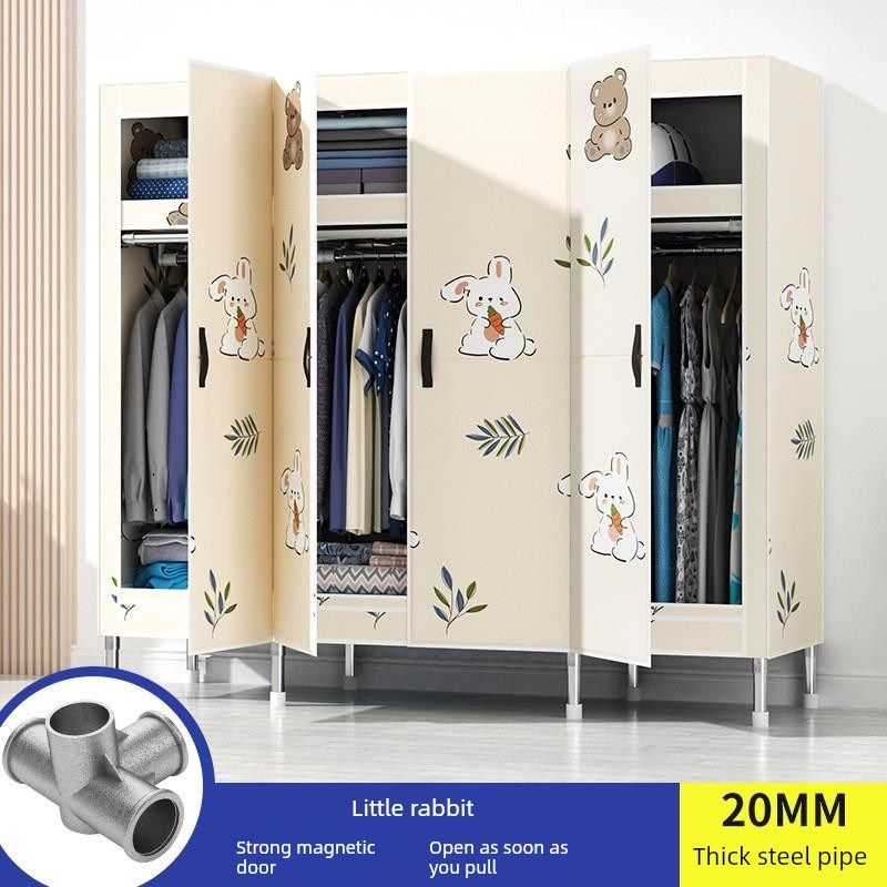 对开门衣柜家用卧室磁吸闭合布衣柜加粗加固钢管简易衣柜出租房用,住宅家具,简易衣柜,淘宝优惠券,粉丝福利购,淘宝优惠卷