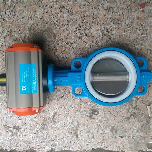 1动四氟对夹蝶阀 2671F-16不锈钢气动阀DN50 65 80 气00 1D5 150