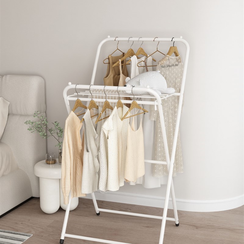 晾衣架落地式家庭宿舍可折叠衣架简易卧室阳台小凸窗挂衣架