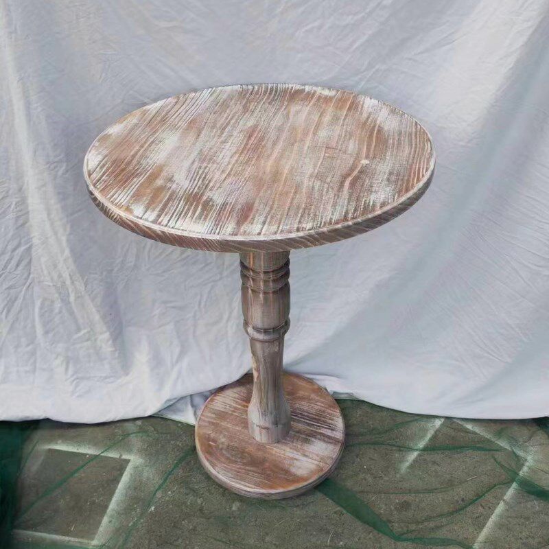 户外婚庆用品欧式木质小圆桌做旧复古影楼摄影道具迎宾摆件甜品桌