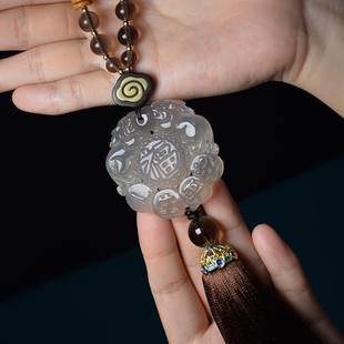 高档玉石平安符车挂饰灰车载挂件男士 汽车挂件车内吊饰保平安