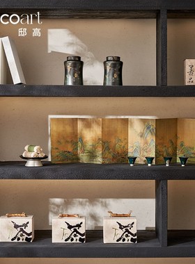 邸高家居宋氏美学摆件茶室墙体层板横板柜软装陈设搭配设计